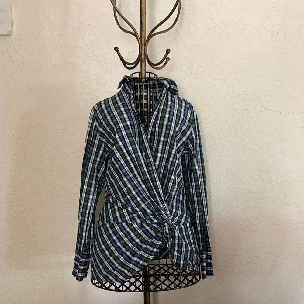 💥ZARA Green and Blue Plaid Shirt